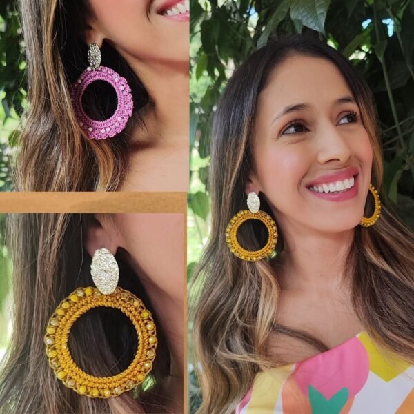 Arete tejido en Crochet